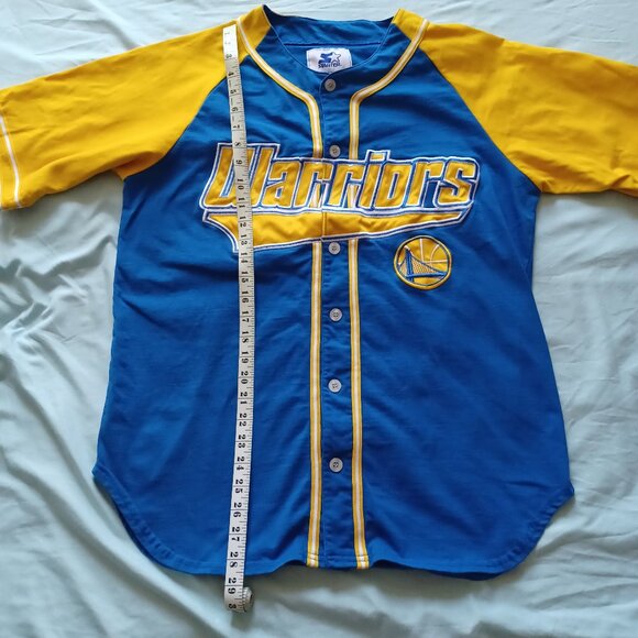 Starter NBA Basketball Golden State Warriors Button Up Baseball Jersey Large - Picture 8 of 8